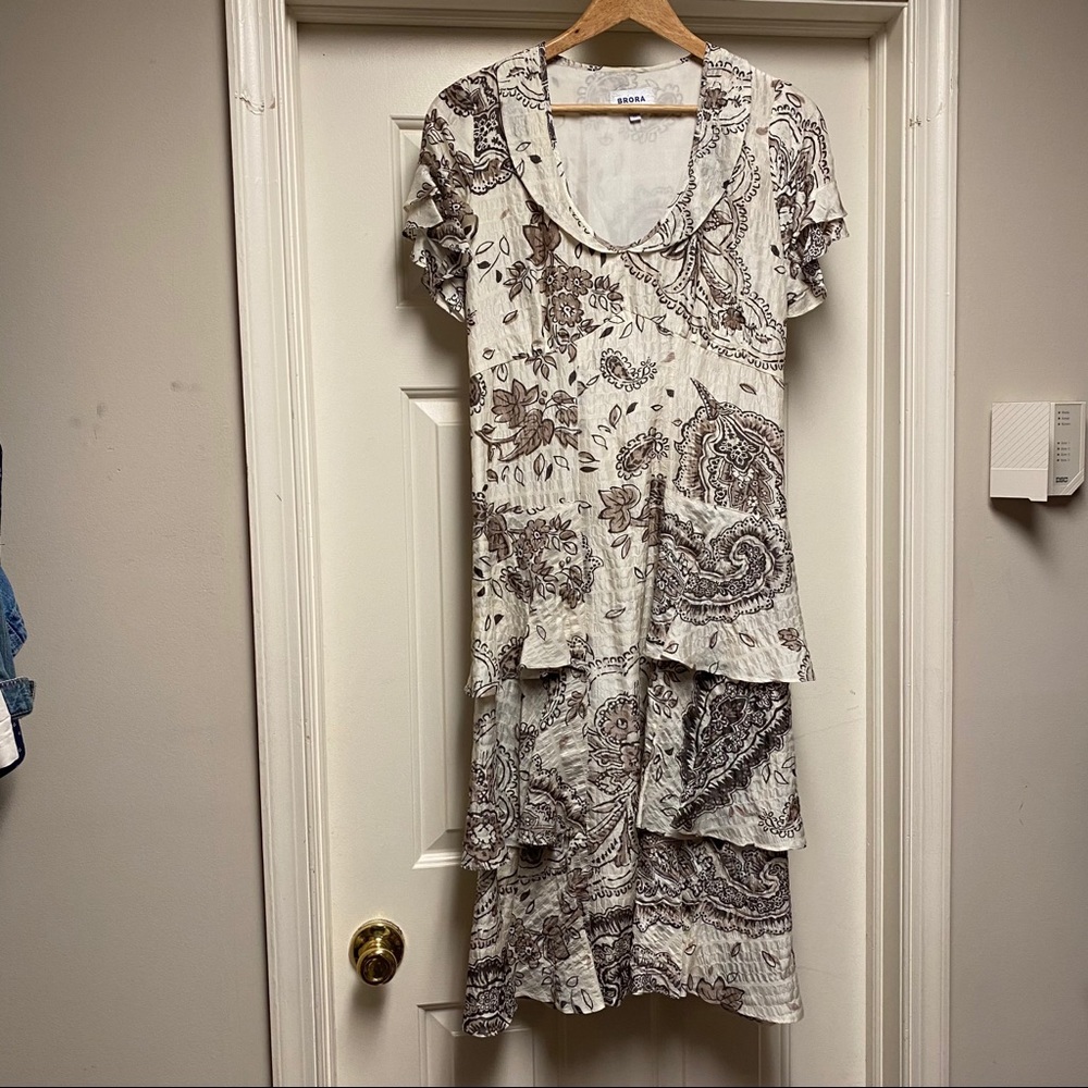 Stunning All Silk Brora Paisley Ruffled Dress 6 - Picture 2 of 11
